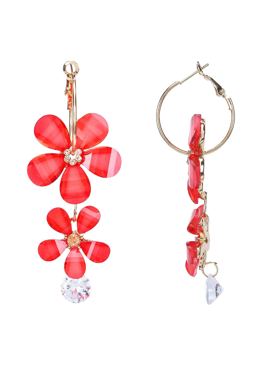 YouBella Jewellery Earings for women Crystal Earrings for Girls and Women (Red)