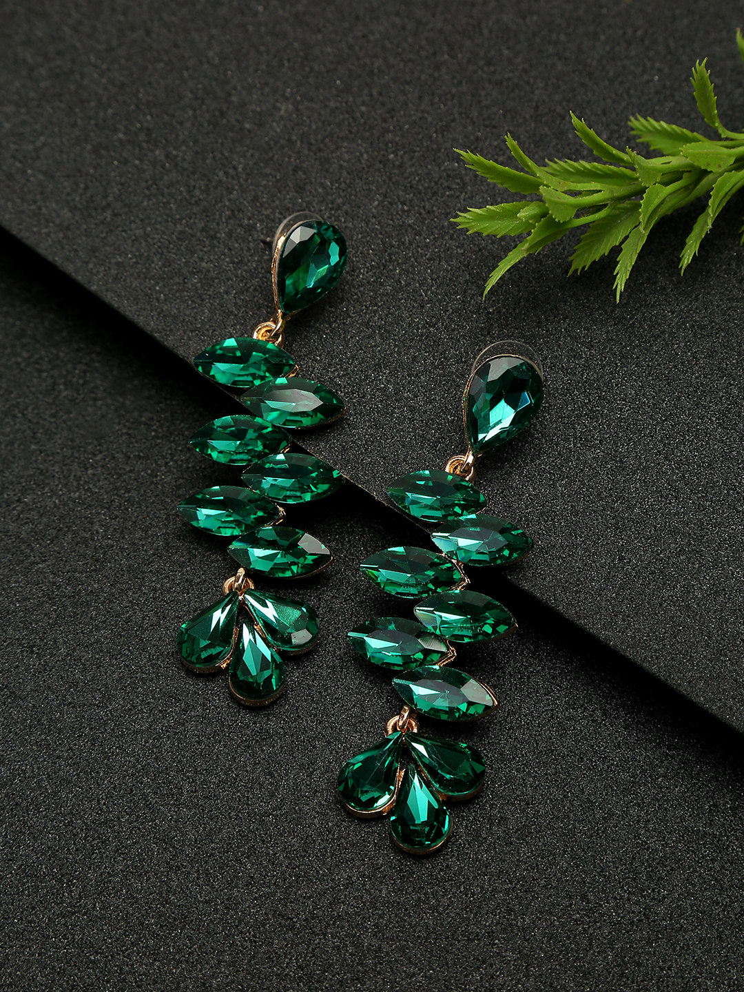 YouBella Jewellery Earings Crystal Drop Earrings for Girls and Women (Green)