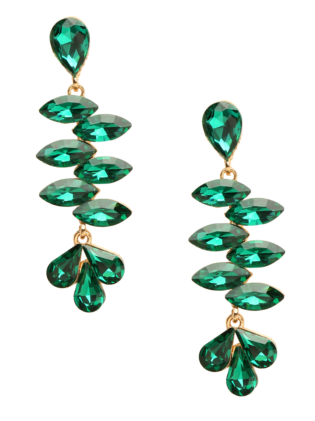 YouBella Jewellery Earings Crystal Drop Earrings for Girls and Women (Green)