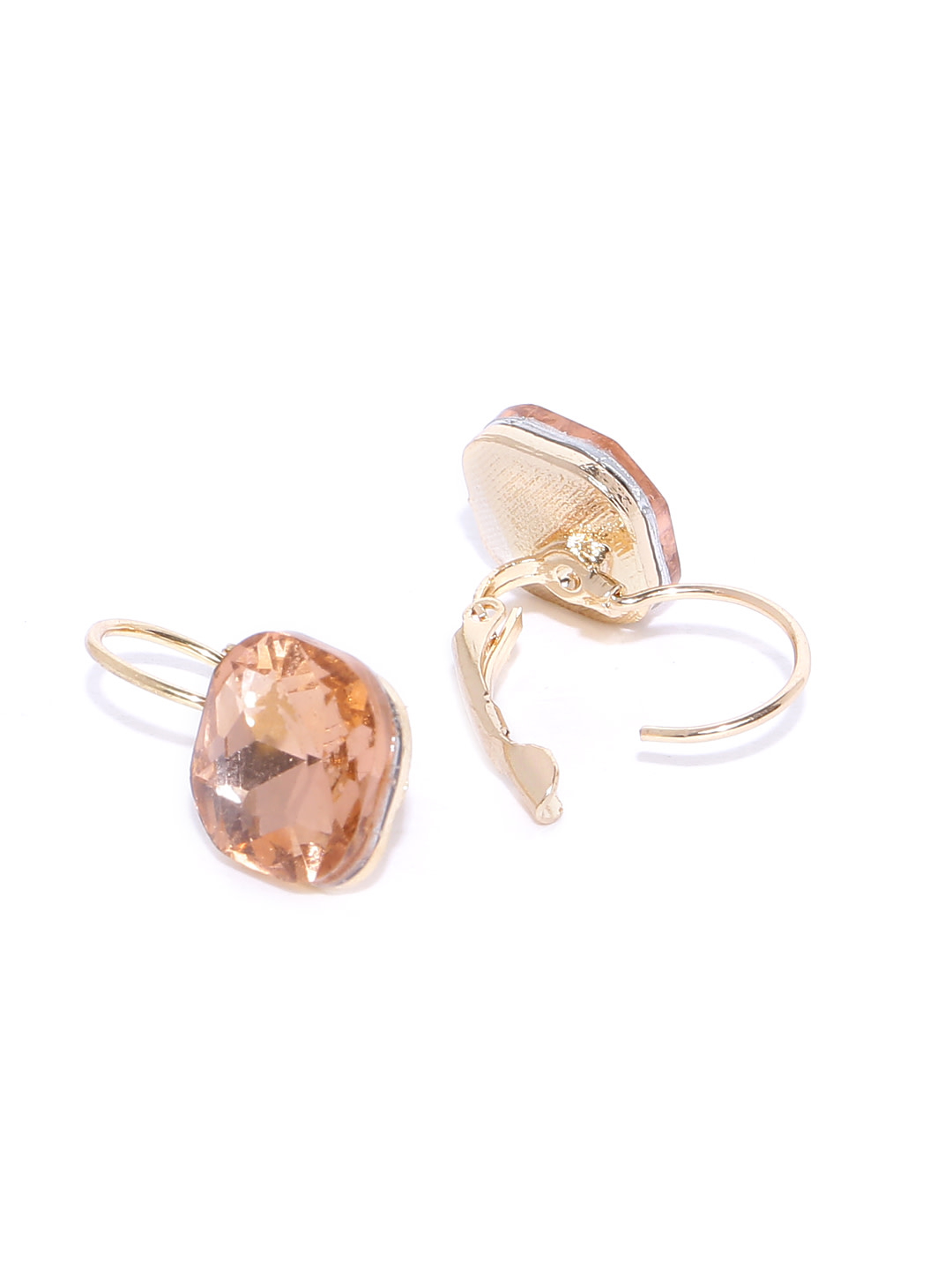 YouBella Brown Gold Plated Stone Studded Square Drop Earrings