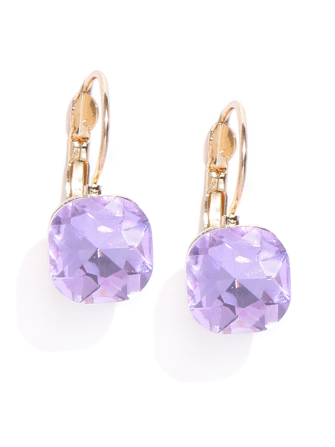 YouBella Lavender Gold Plated Stone Studded Square Drop Earrings