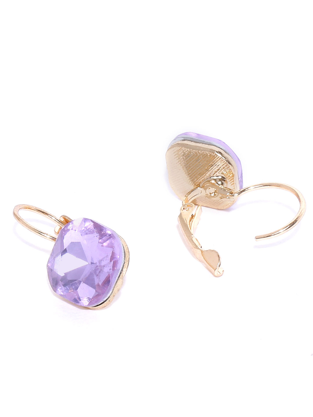 YouBella Lavender Gold Plated Stone Studded Square Drop Earrings