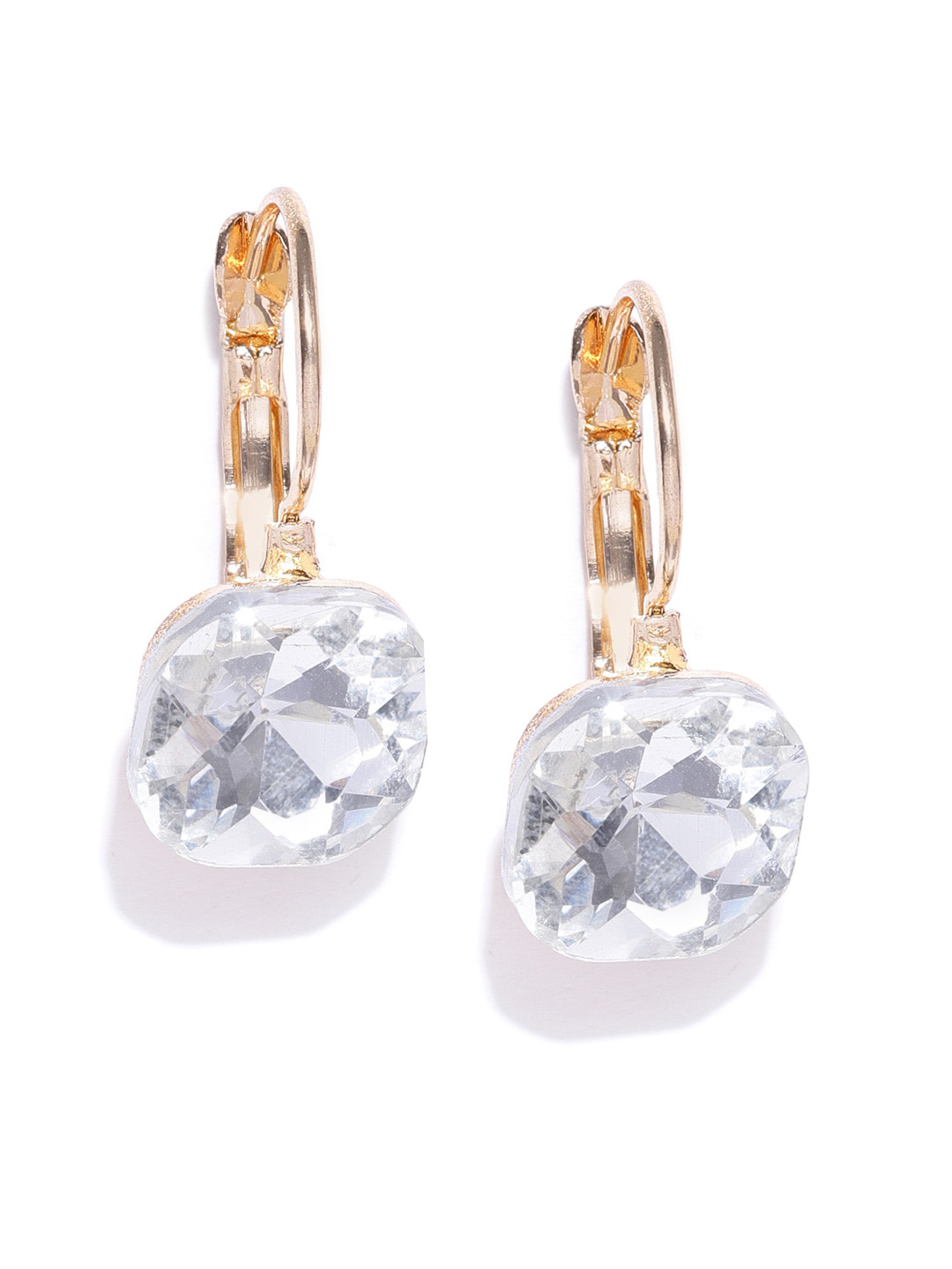YouBella Gold-Plated Stone Studded Square Drop Earrings