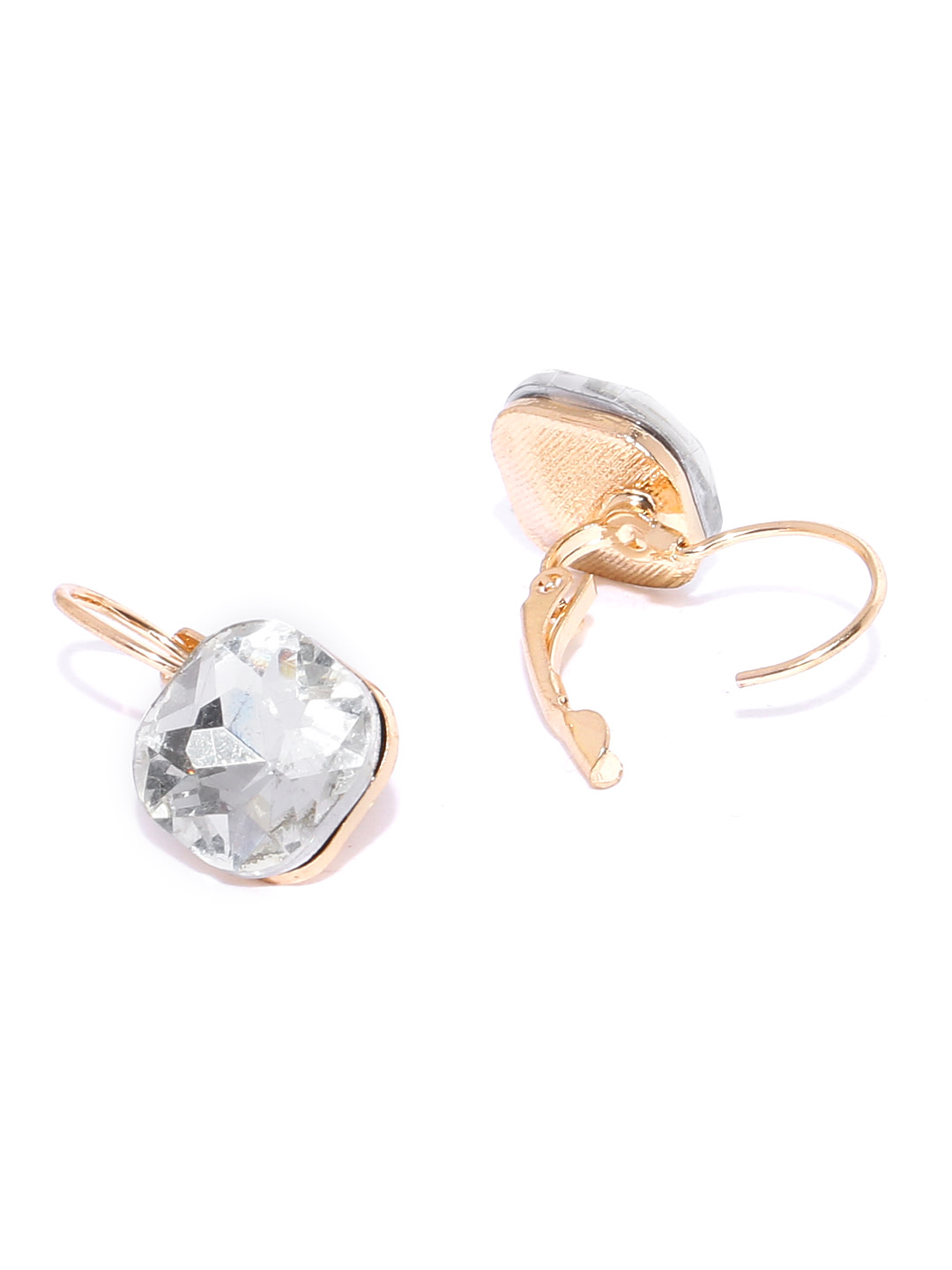 YouBella Gold-Plated Stone Studded Square Drop Earrings