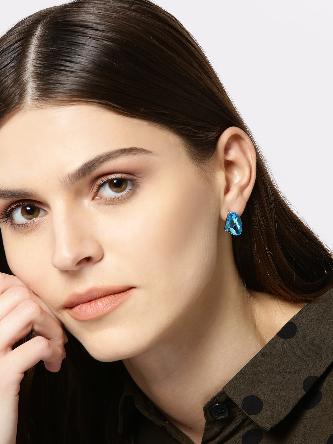 YouBella Jewellery Crystal Stud Earrings for Girls and Women (Blue)