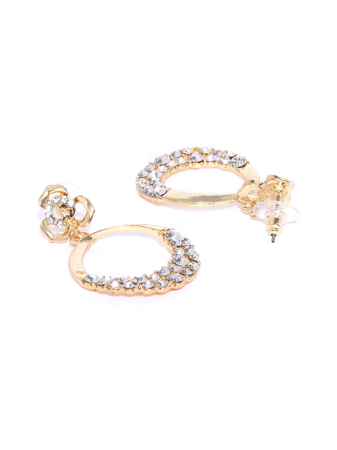 YouBella Gold-Plated Stone Studded Circular Drop Earrings