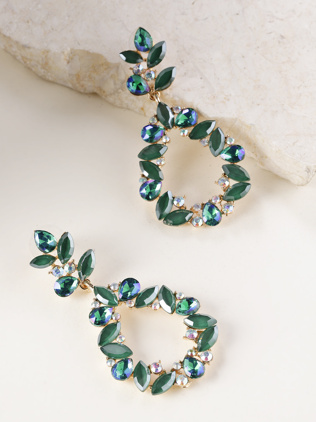 YouBella Jewellery Earings for women Crystal Earrings for Girls and Women (Green)