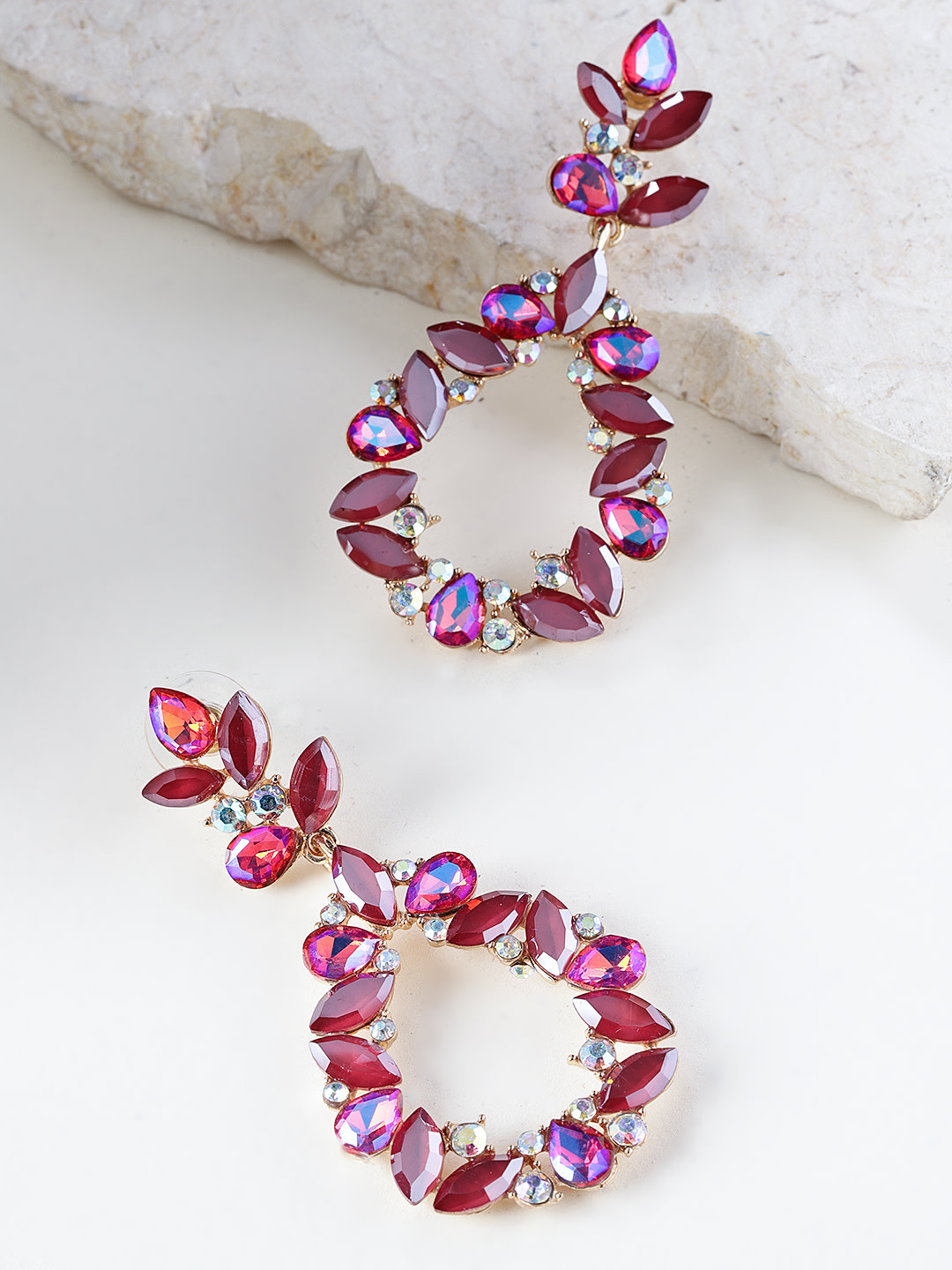 YouBella Jewellery Earings for women Crystal Earrings for Girls and Women (Red)