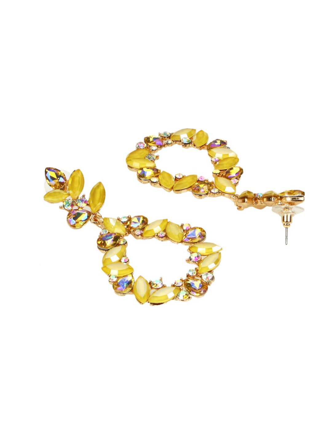 YouBella Gold Plated Crystal Earrings Jewellery for Women (Yellow)