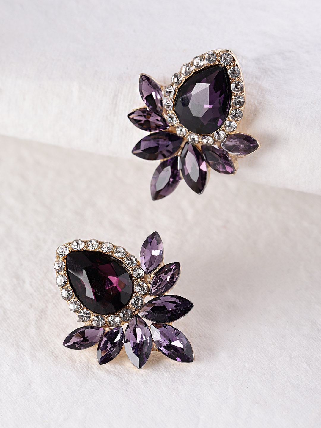 YouBella Crystal Gold Plated Earrings Jewellery for Women (Purple)
