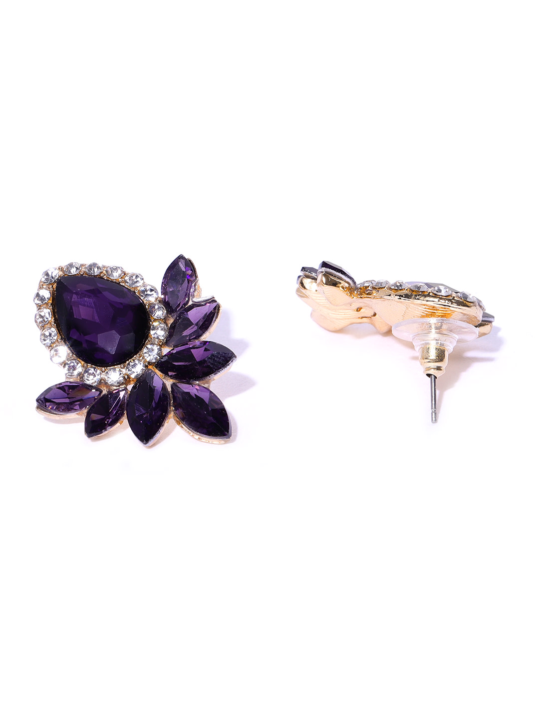 YouBella Crystal Gold Plated Earrings Jewellery for Women (Purple)