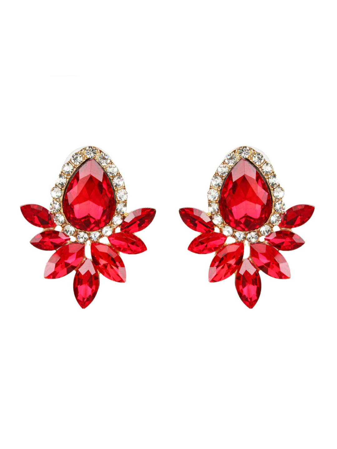 YouBella Jewellery Earrings for women Crystal Earings for Girls and Women (Red)