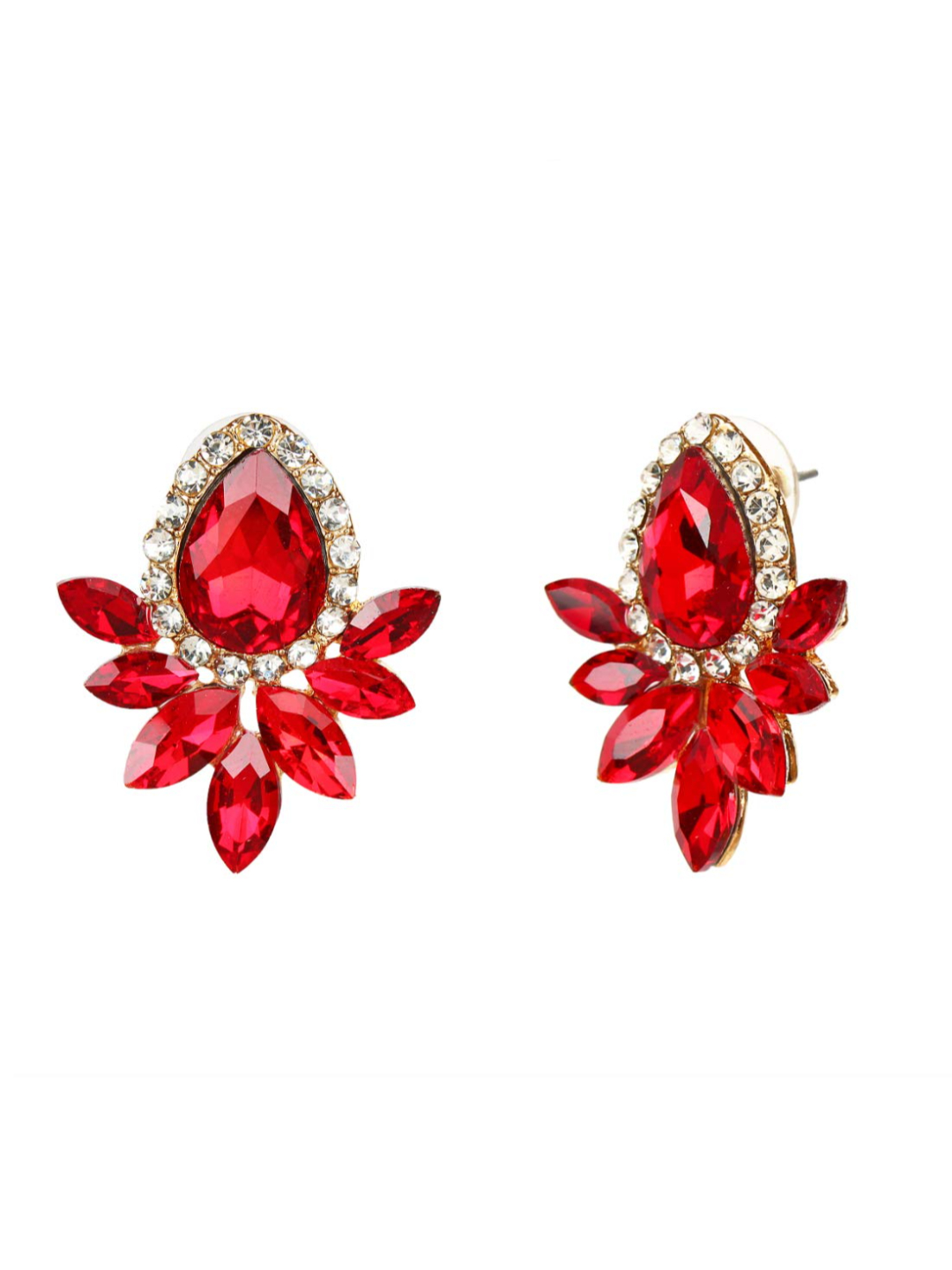 YouBella Jewellery Earrings for women Crystal Earings for Girls and Women (Red)