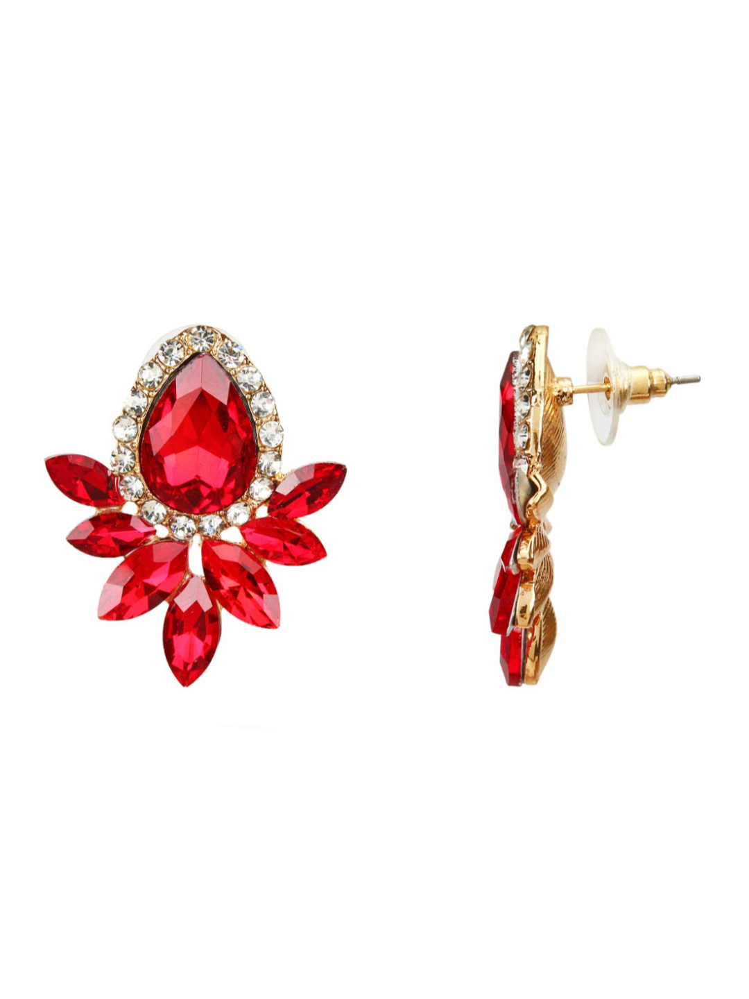 YouBella Jewellery Earrings for women Crystal Earings for Girls and Women (Red)