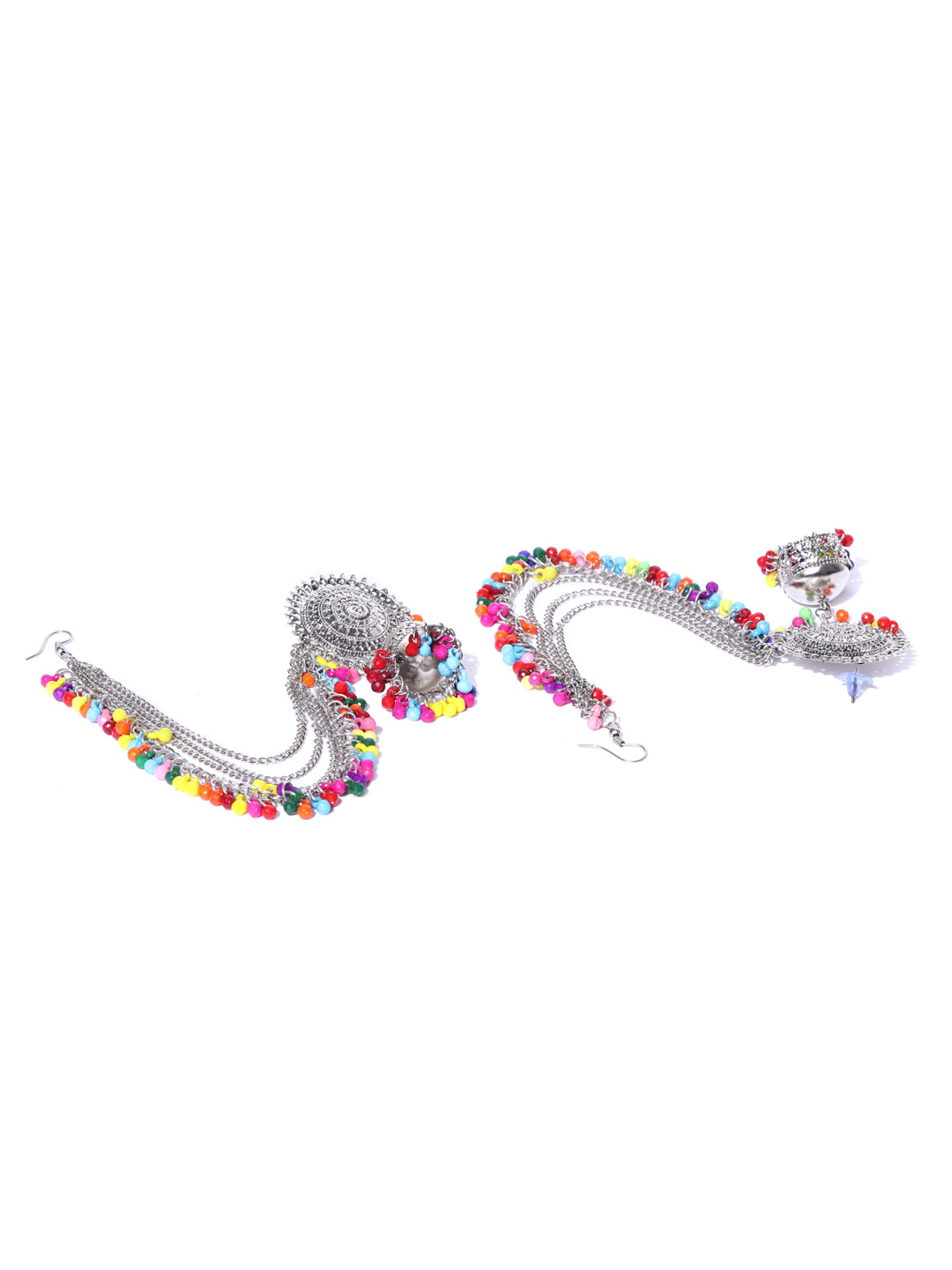 YouBella Multi-Coloured Oxidised Silver-Plated Beaded Jewellery Set