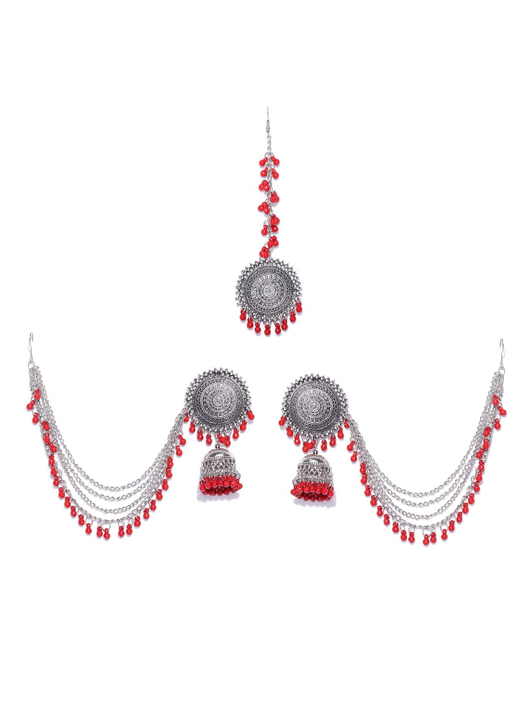 YouBella Earrings for Women Jewellery Earrings Afghani Kashmiri Tribal Jhumka earrings ear rings for Girls and Women (RED)