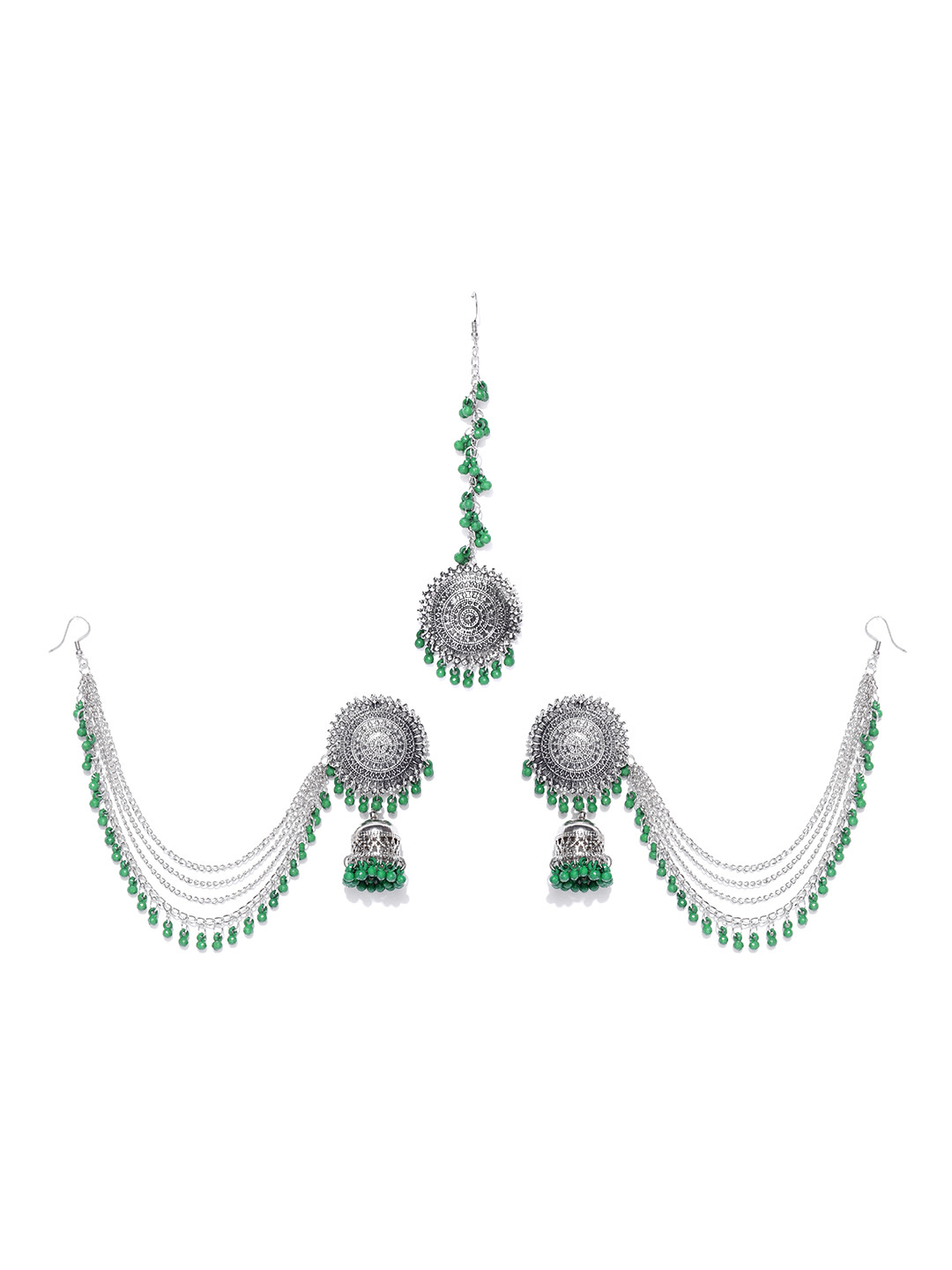 YouBella Earrings for Women Jewellery Earrings Afghani Kashmiri Tribal Jhumka earrings ear rings for Girls and Women (GREEN)