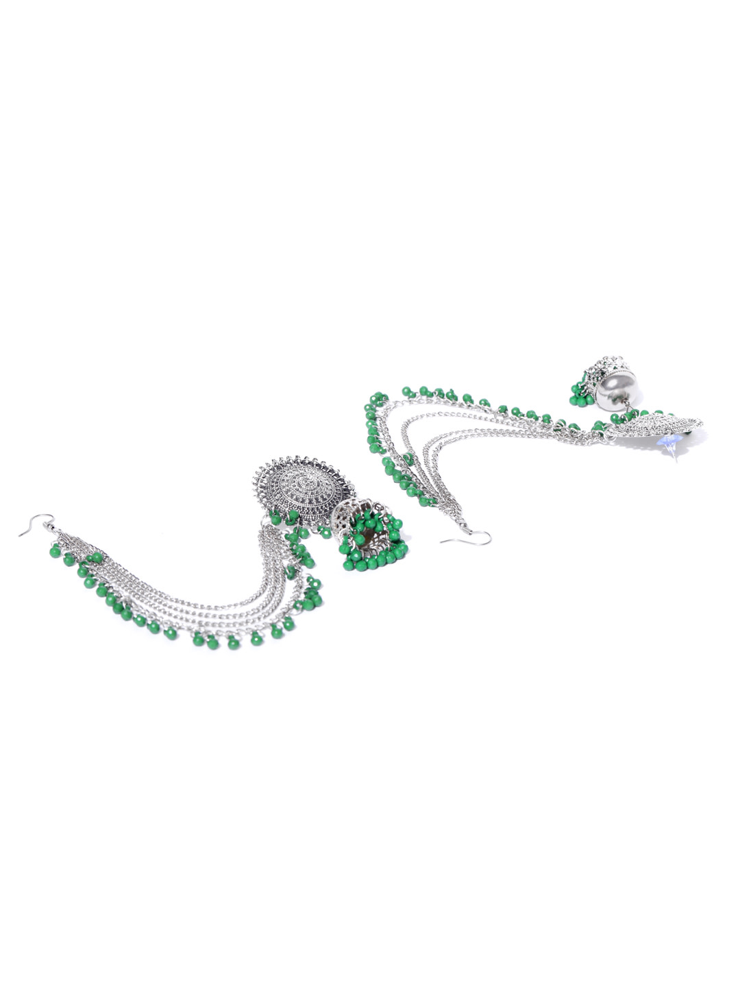 YouBella Earrings for Women Jewellery Earrings Afghani Kashmiri Tribal Jhumka earrings ear rings for Girls and Women (GREEN)