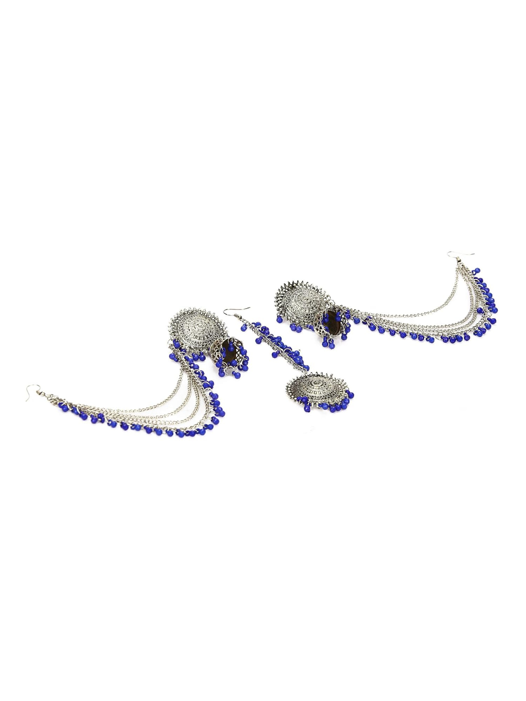 YouBella Earrings for Women Jewellery Earrings Afghani Kashmiri Tribal Jhumka earrings ear rings for Girls and Women (BLUE)