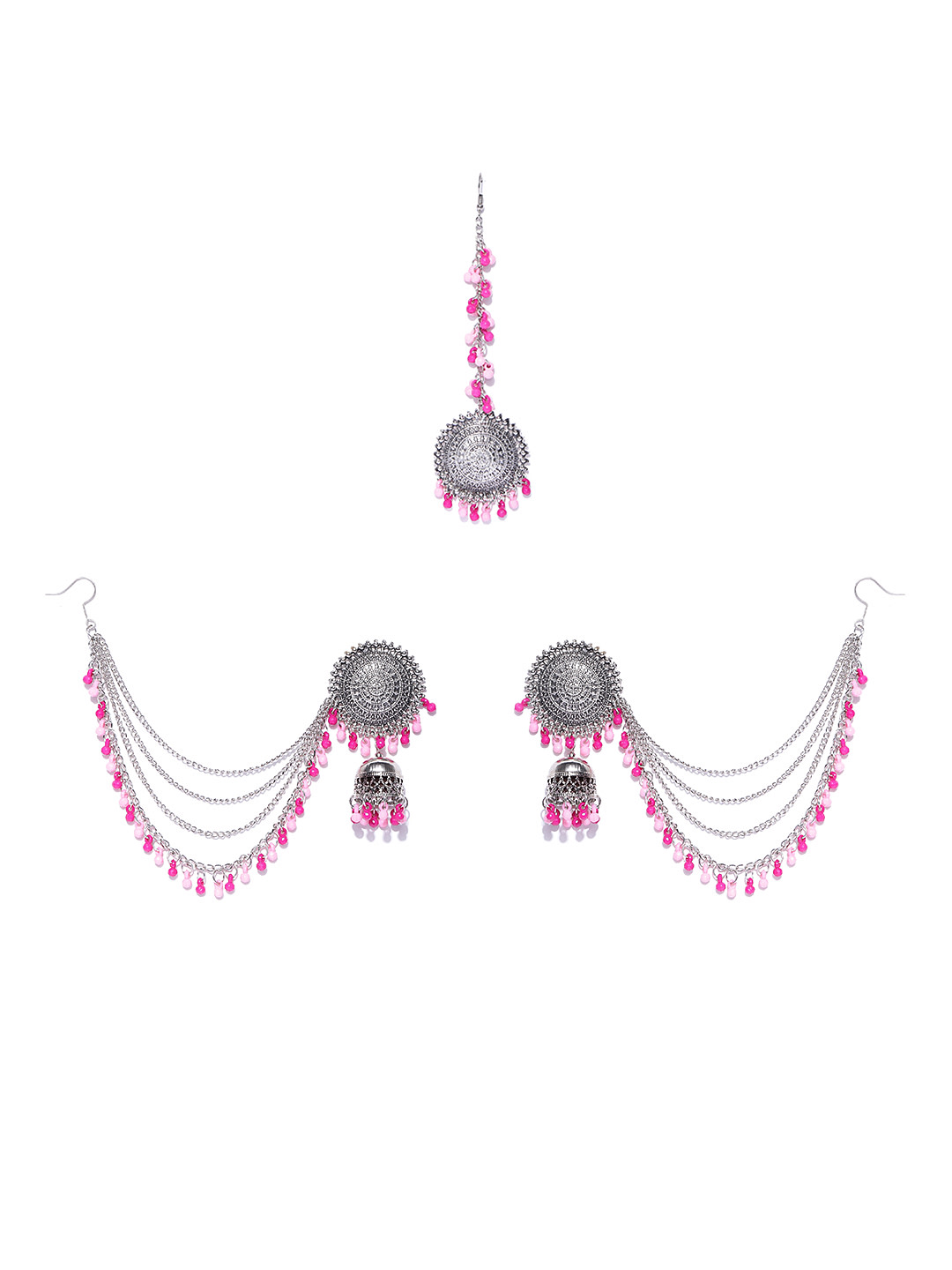 YouBella Earrings for Women Jewellery Earrings Afghani Kashmiri Tribal Jhumka earrings ear rings for Girls and Women (PINK)