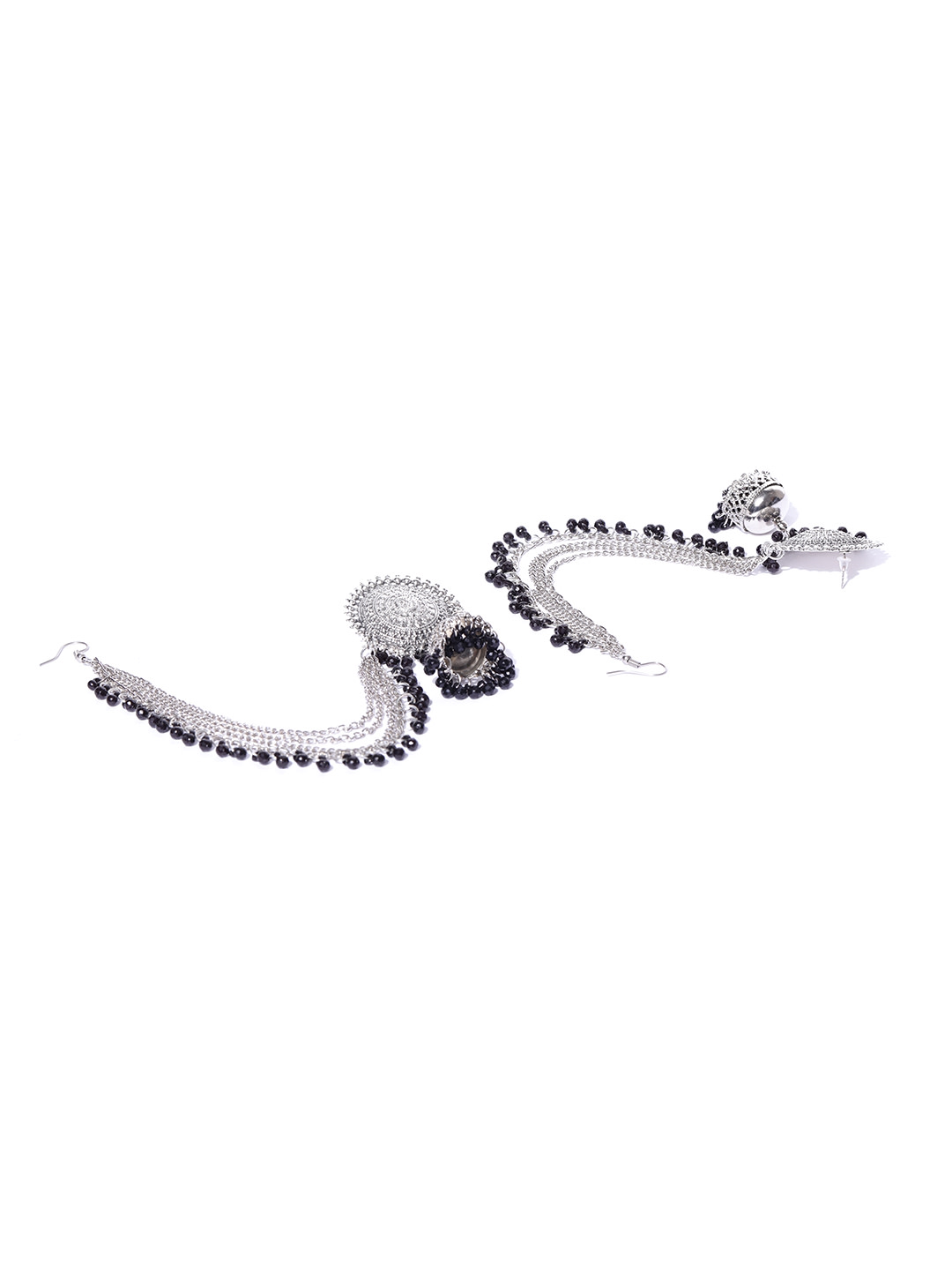 YouBella Oxidized Silver Silver Plated Afghani Kashmiri Tribal Jhumka Earrings for Women (Black)