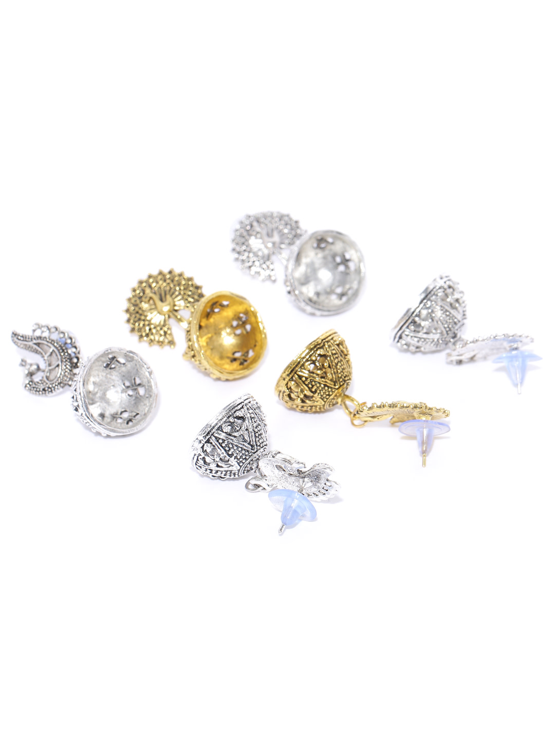 YouBella Women Gold-Plated Oxidized Silver Stylish Latest Design Afghani Combo Jewellery Gold Plated Jhumki Multicolour Earrings for Women's