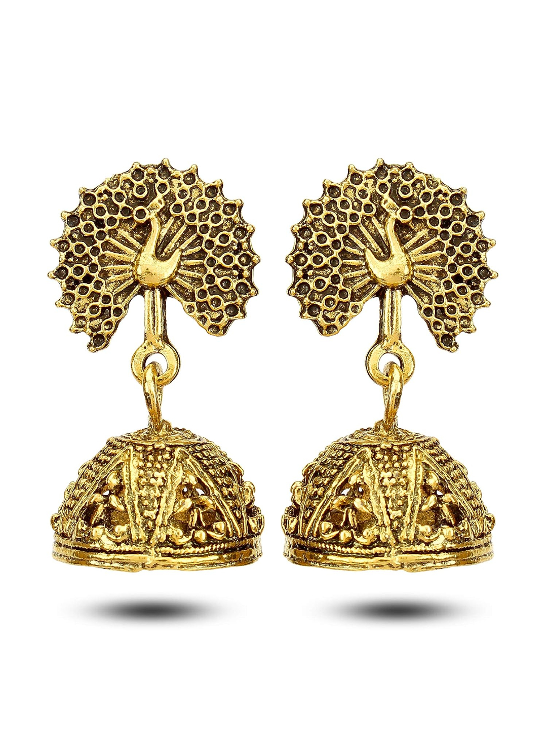 YouBella Women Gold-Plated Oxidized Silver Stylish Latest Design Afghani Combo Jewellery Gold Plated Jhumki Multicolour Earrings for Women's