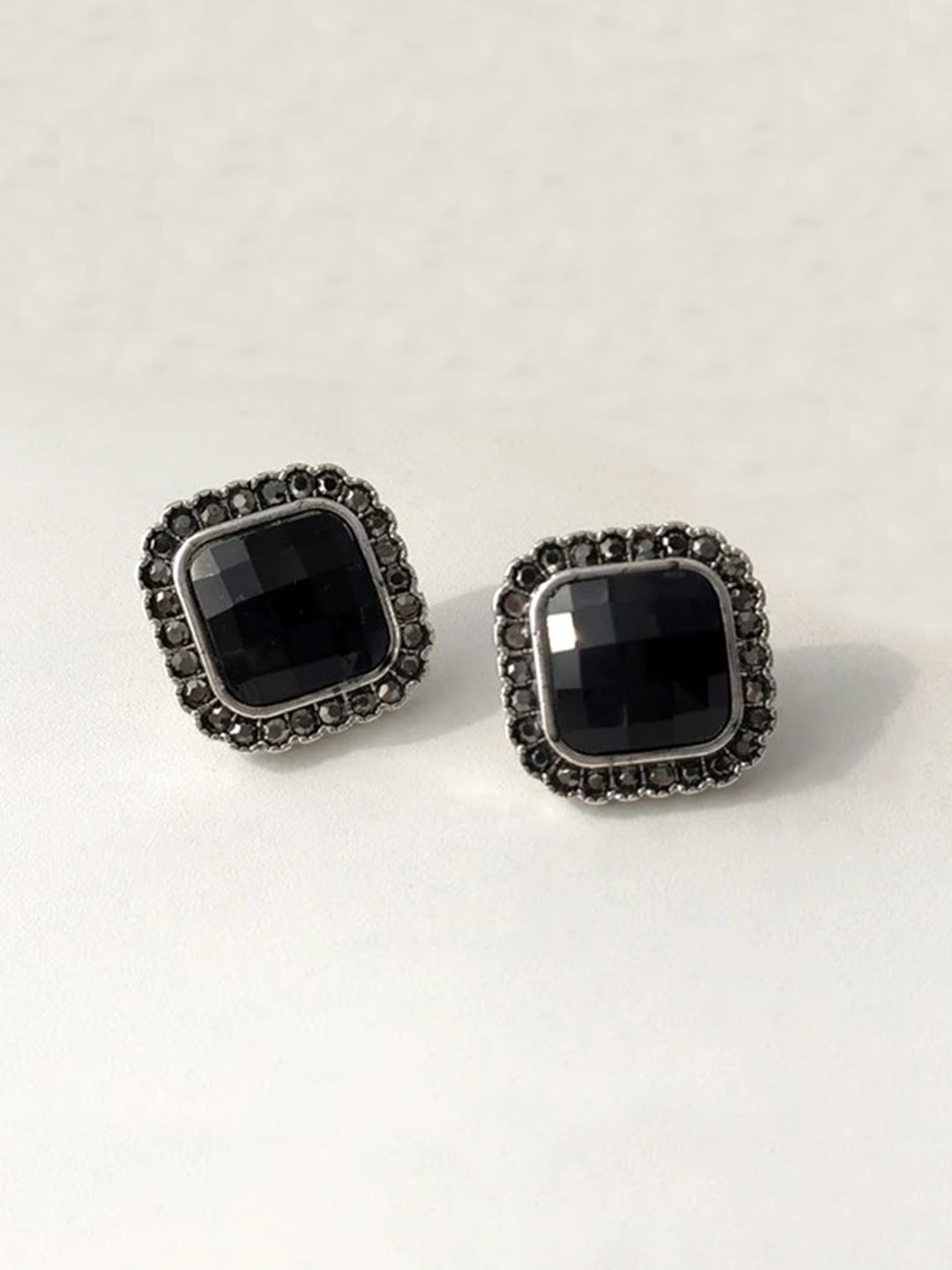 YouBella Jewellery Crystal Stud Earrings for Women (Black) (YBEAR_32678)