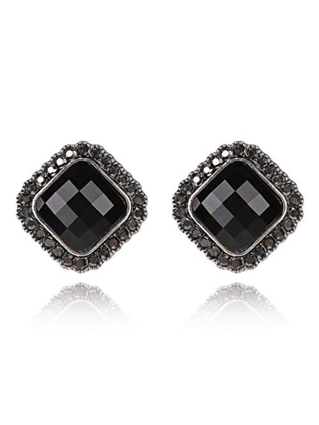YouBella Jewellery Crystal Stud Earrings for Women (Black) (YBEAR_32678)