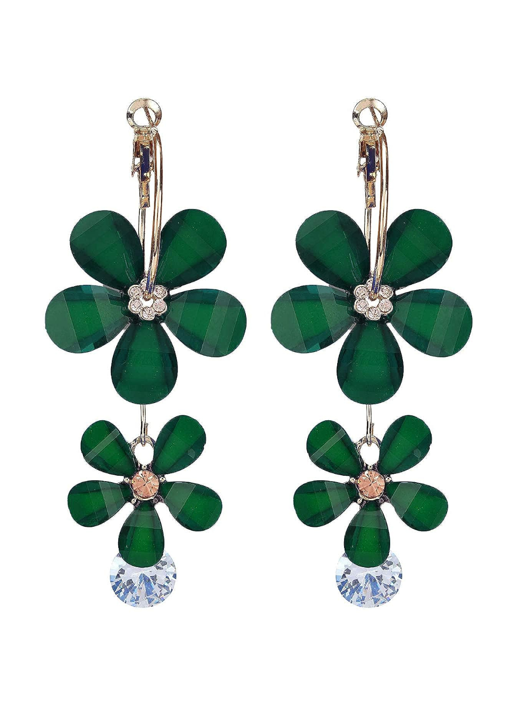 YouBella Jewellery Earings for women Crystal Earrings for Girls and Women (Dark Green)