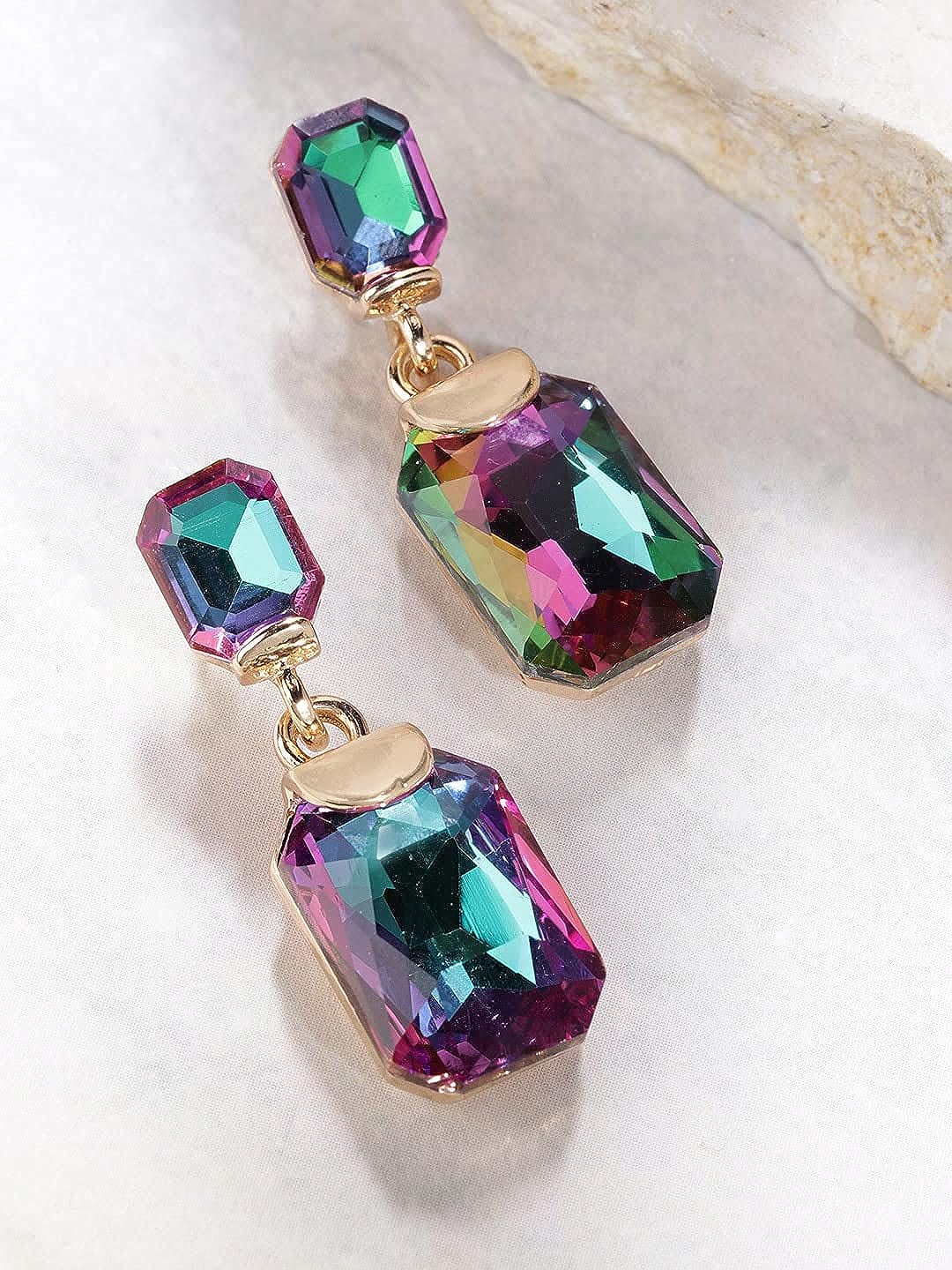 YouBella Jewellery Earrings for women Crystal Earrings for Girls and Women (Green)