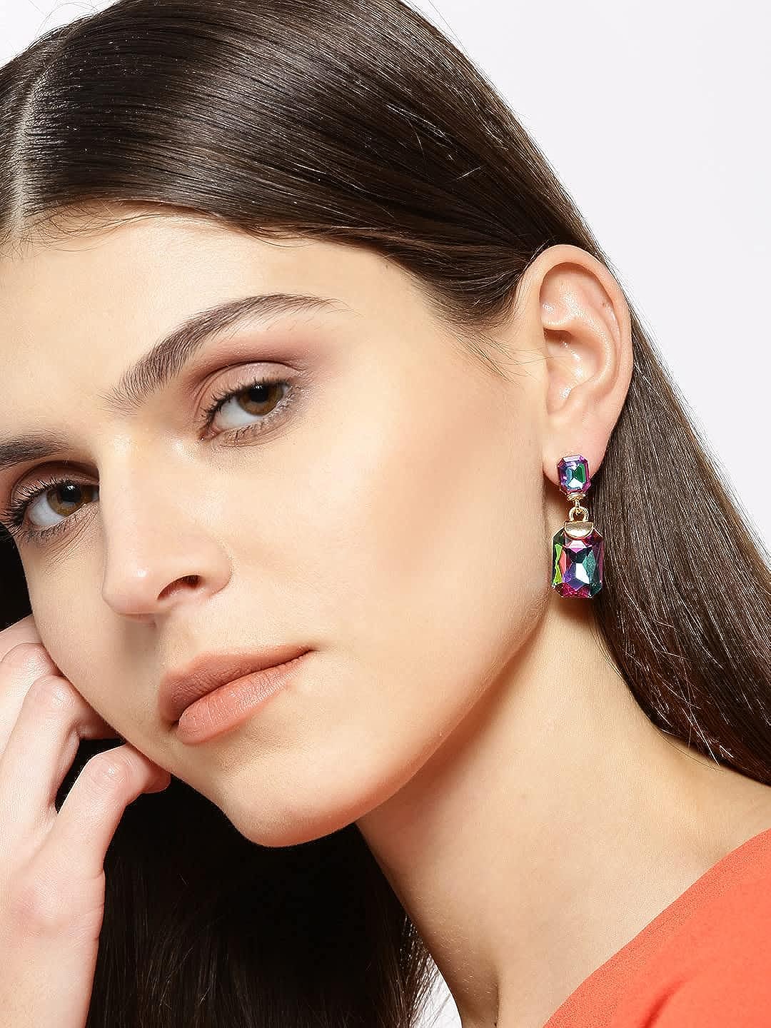 YouBella Jewellery Earrings for women Crystal Earrings for Girls and Women (Green)