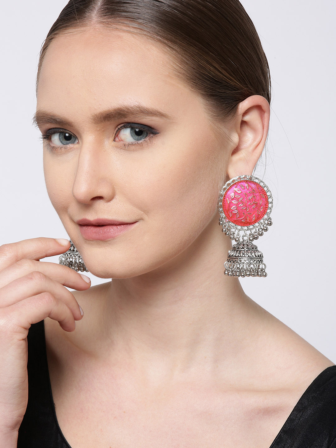 YouBella Jewellery Afghani Tribal Jhumki Earrings for Women and Girls (Pink)