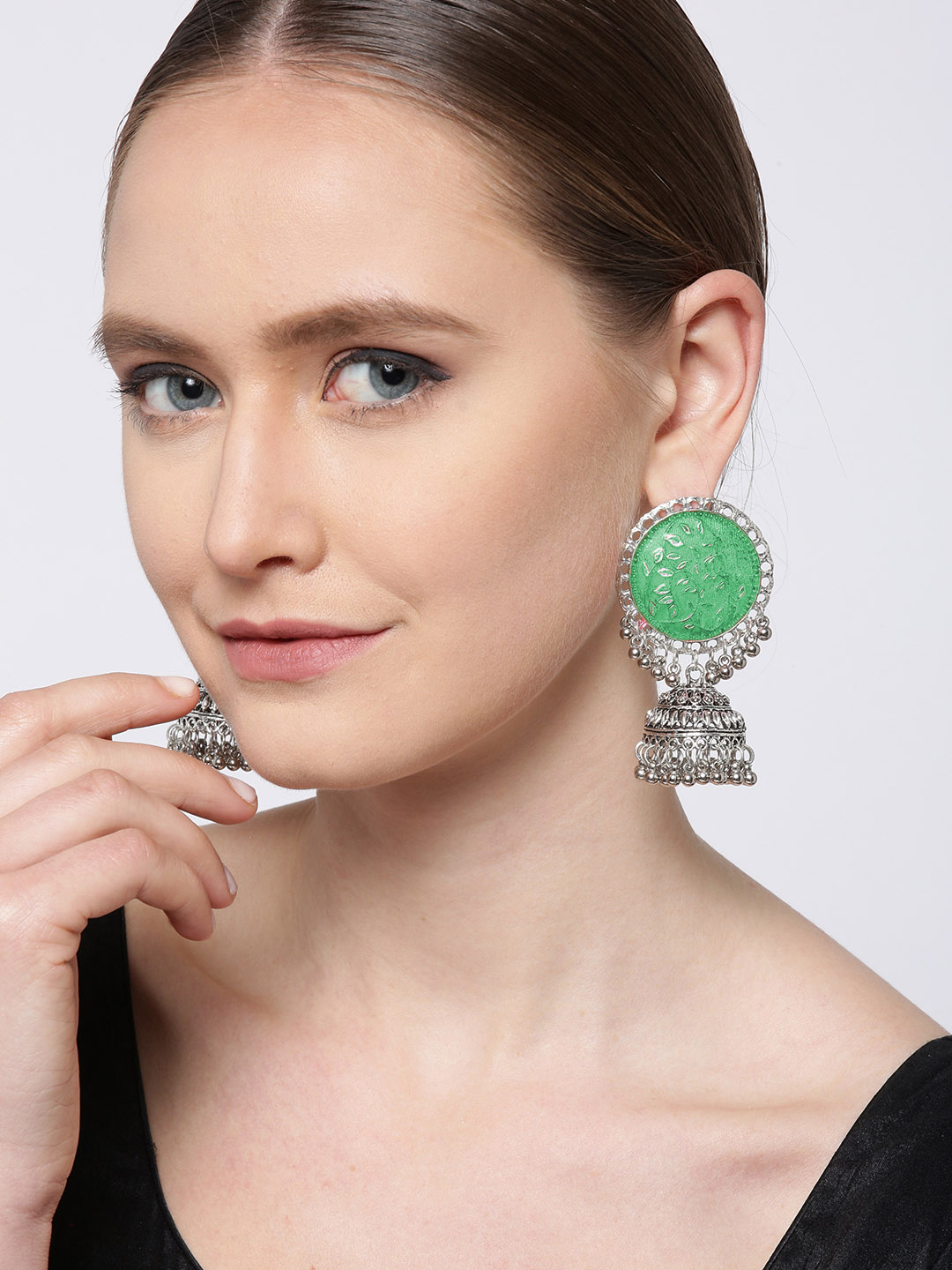 YouBella Jewellery Afghani Tribal Jhumki Earrings for Women and Girls (Green)