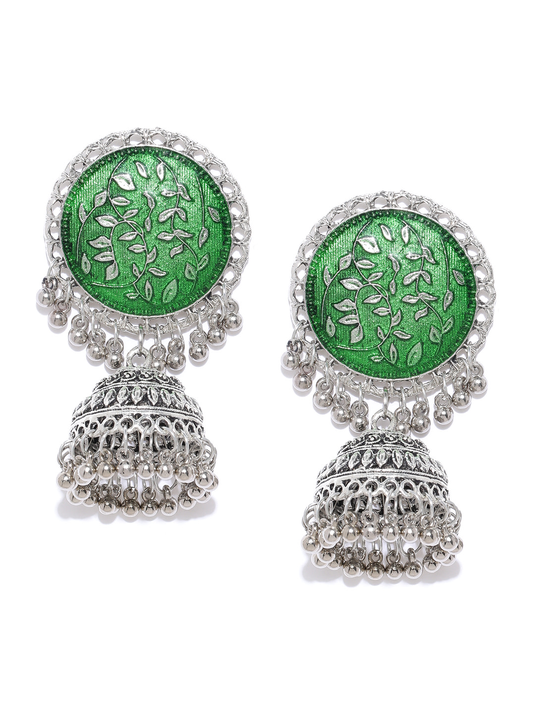 YouBella Jewellery Afghani Tribal Jhumki Earrings for Women and Girls (Green)