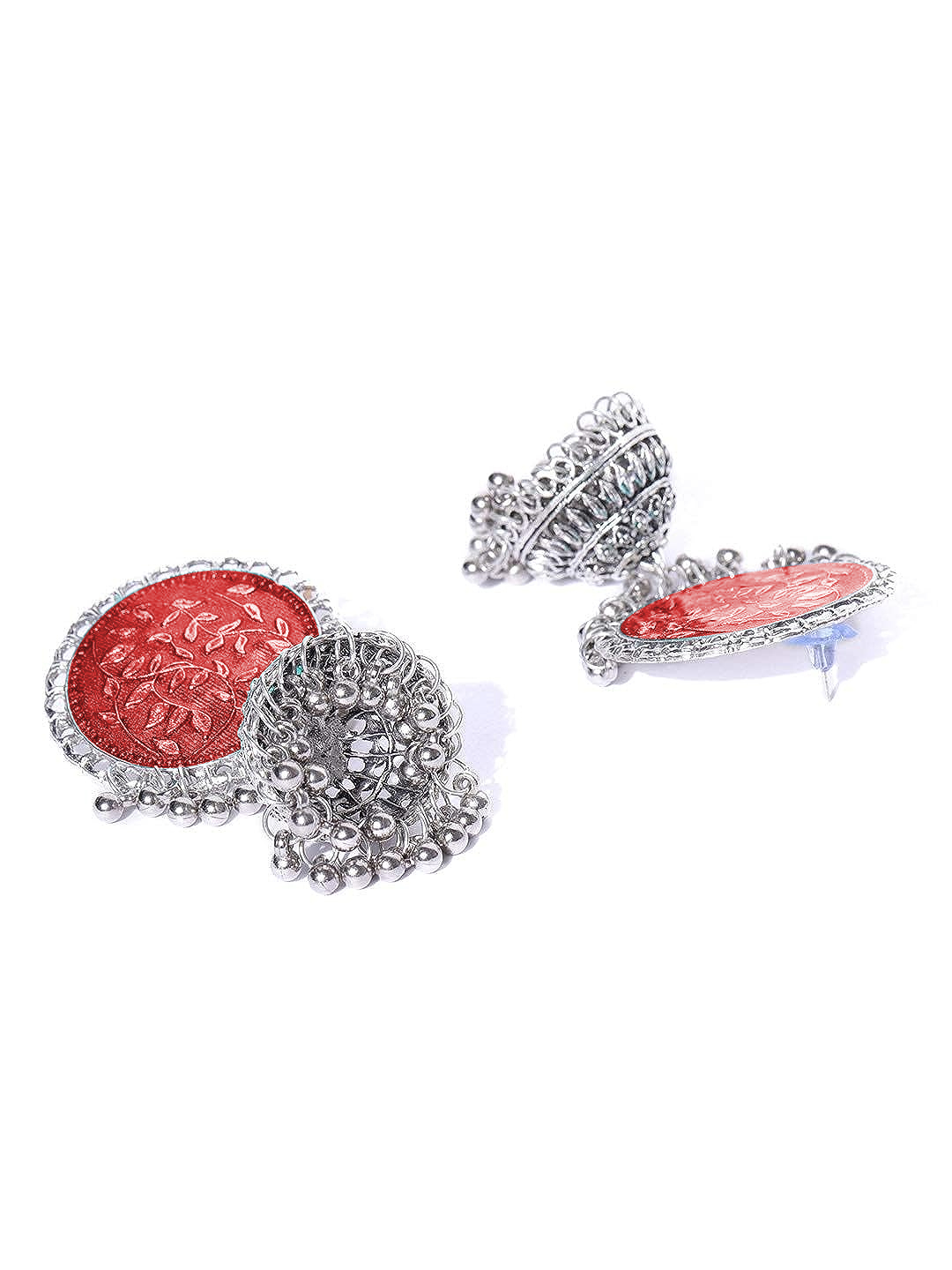 YouBella Jewellery Afghani Tribal Jhumki Earrings for Women and Girls (Red)