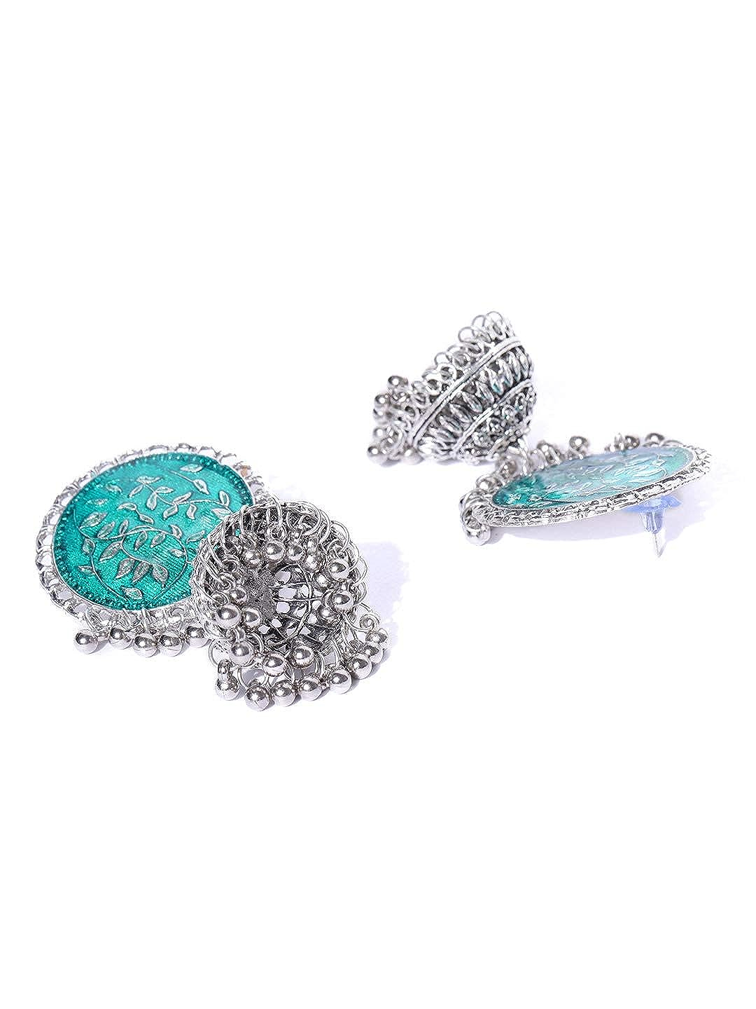 YouBella Jewellery Afghani Tribal Jhumki Earrings for Women and Girls (Blue)