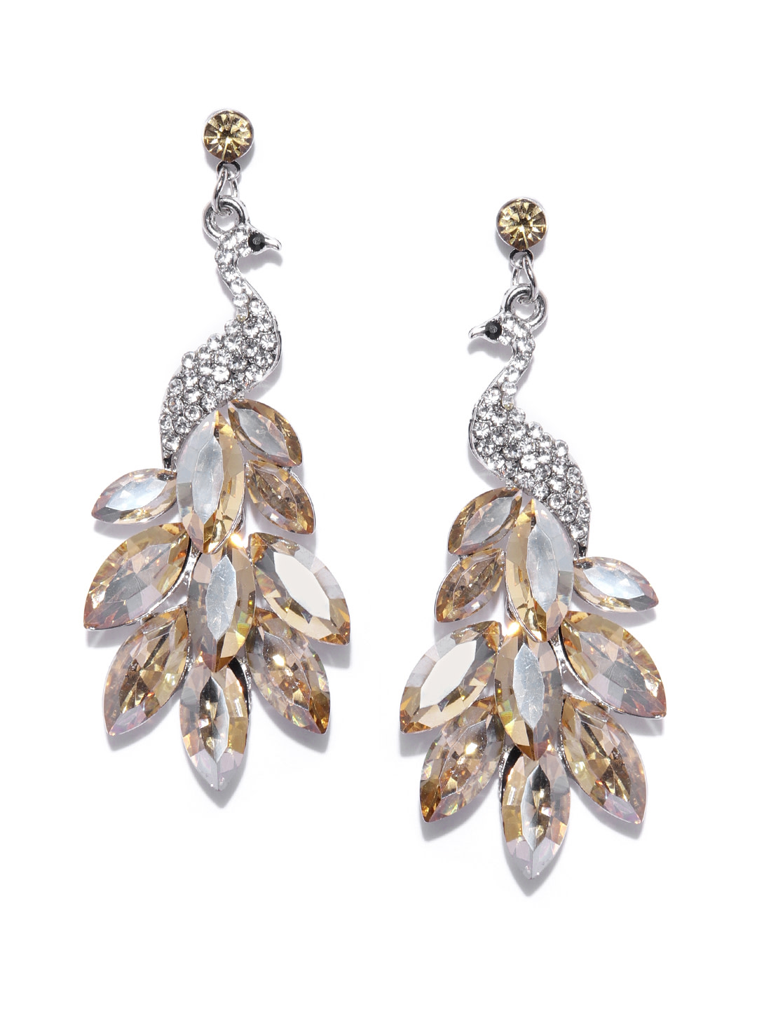 YouBella Jewellery Peacock Crystal Earings Earrings for Girls and Women (Brown)