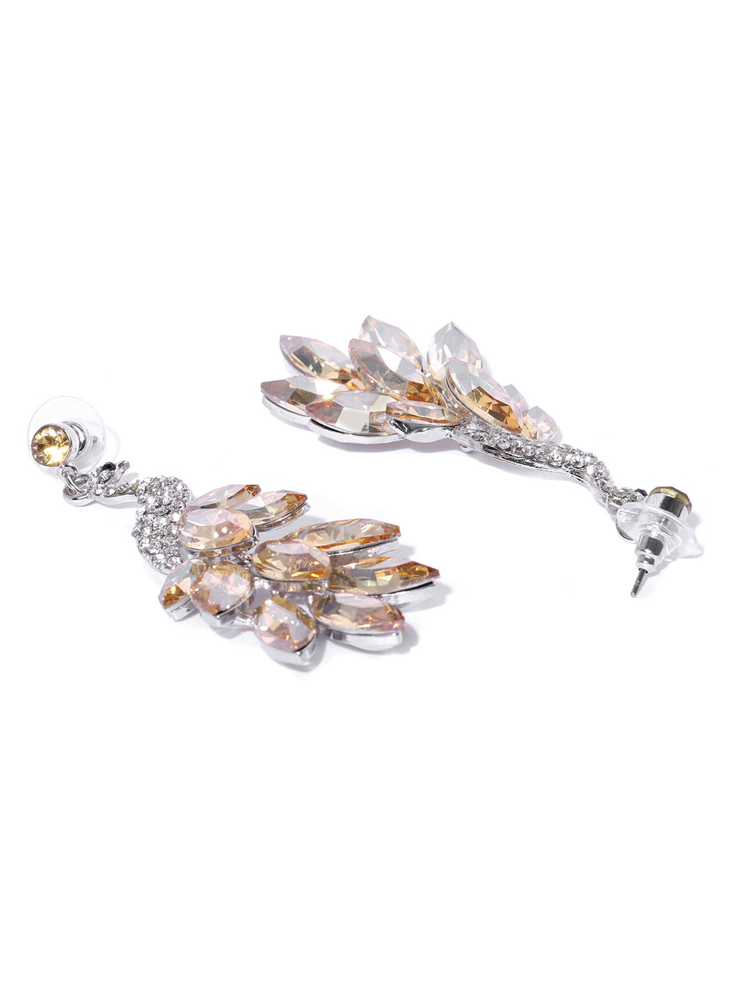 YouBella Jewellery Peacock Crystal Earings Earrings for Girls and Women (Brown)