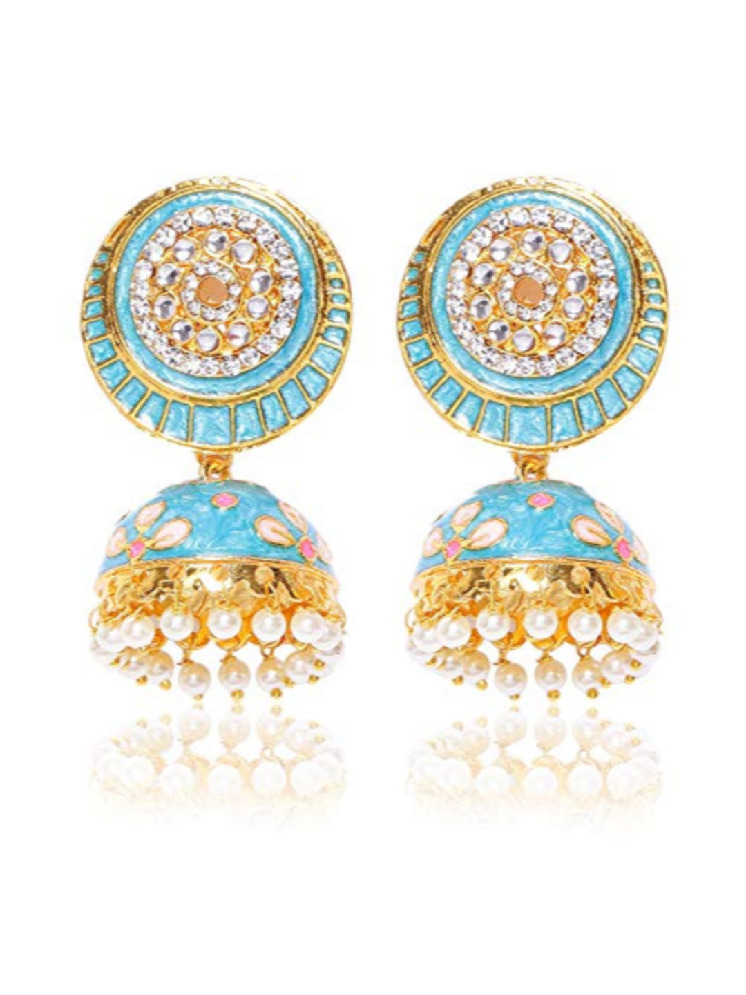 YouBella Stylish Latest Design Jewellery Emanel Jhumki Gold Plated  Jhumki Earrings for Women (Blue) (YBEAR_32743)