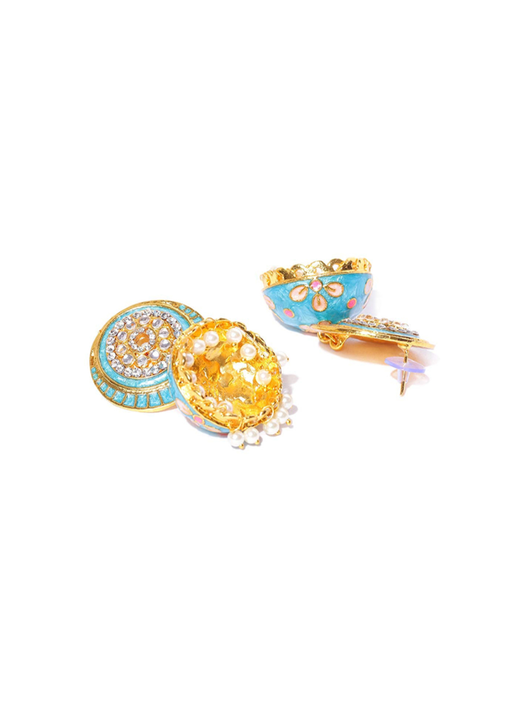 YouBella Stylish Latest Design Jewellery Emanel Jhumki Gold Plated  Jhumki Earrings for Women (Blue) (YBEAR_32743)