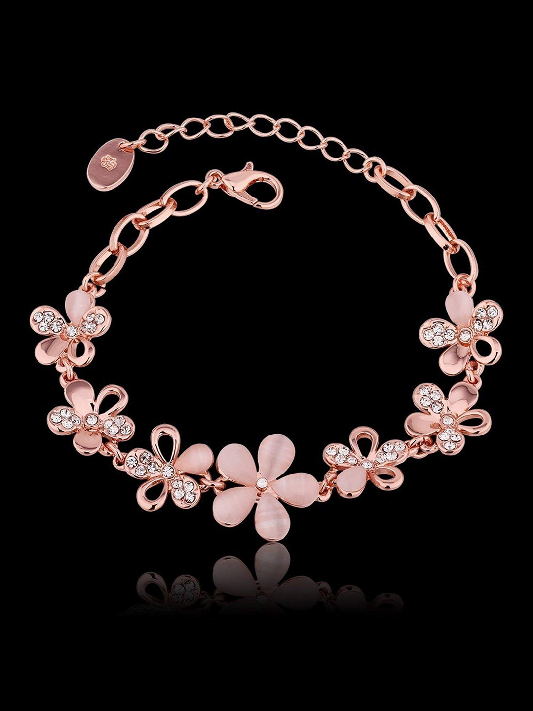 YouBella Jewellery Rose Gold Plated Bracelet and Earrings Combo for Girls and Women