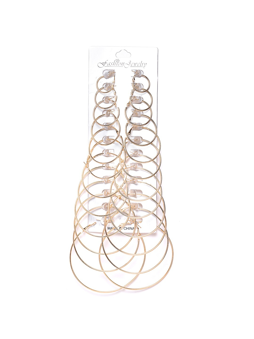 YouBella Women Set of 12 Gold-Plated Hoop Earrings