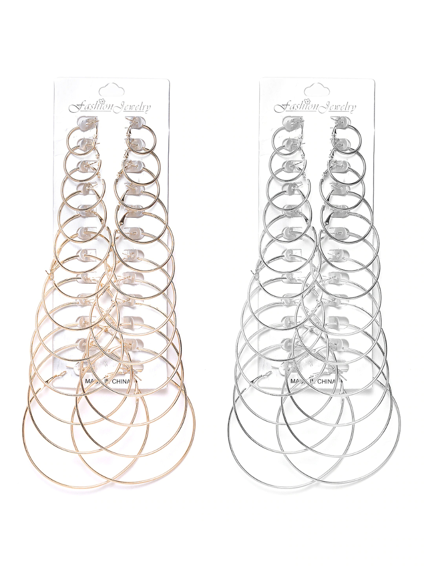 YouBella Set of 24 Gold-Plated Circular Hoop Earrings