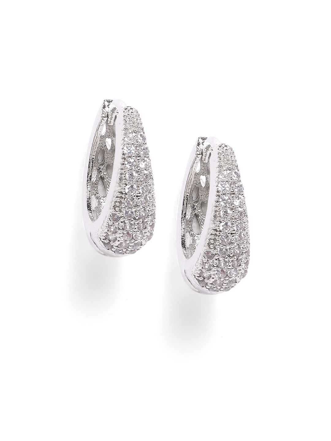 YouBella Silver-Plated Artificial Stone Studded Oval Studs