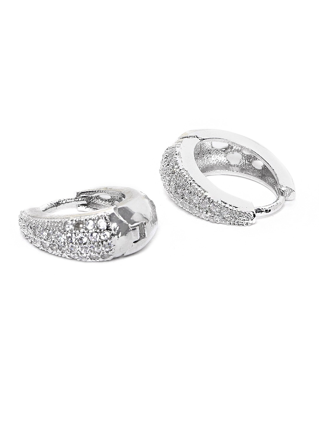 YouBella Silver-Plated Artificial Stone Studded Oval Studs