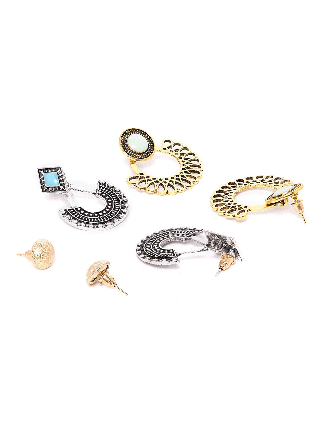 YouBella Set of 6 Gold-Plated Stone Studded Earrings