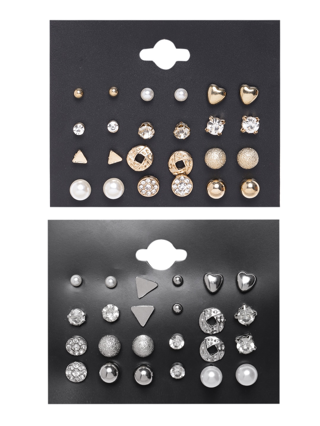 YouBella Girls/Women's Gold Plated Combo of 24 Stud Tops Earrings Jewellery (Golden)
