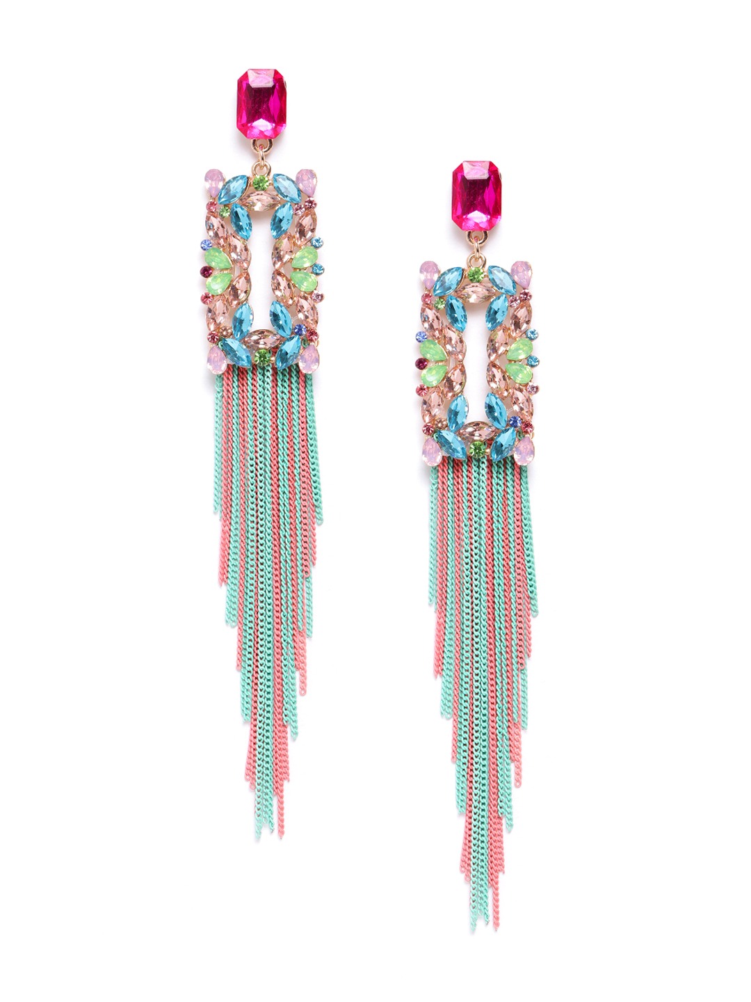 YouBella Jewellery Earings Crystal Tassel Handmade Earrings for Girls and Women (Multi)