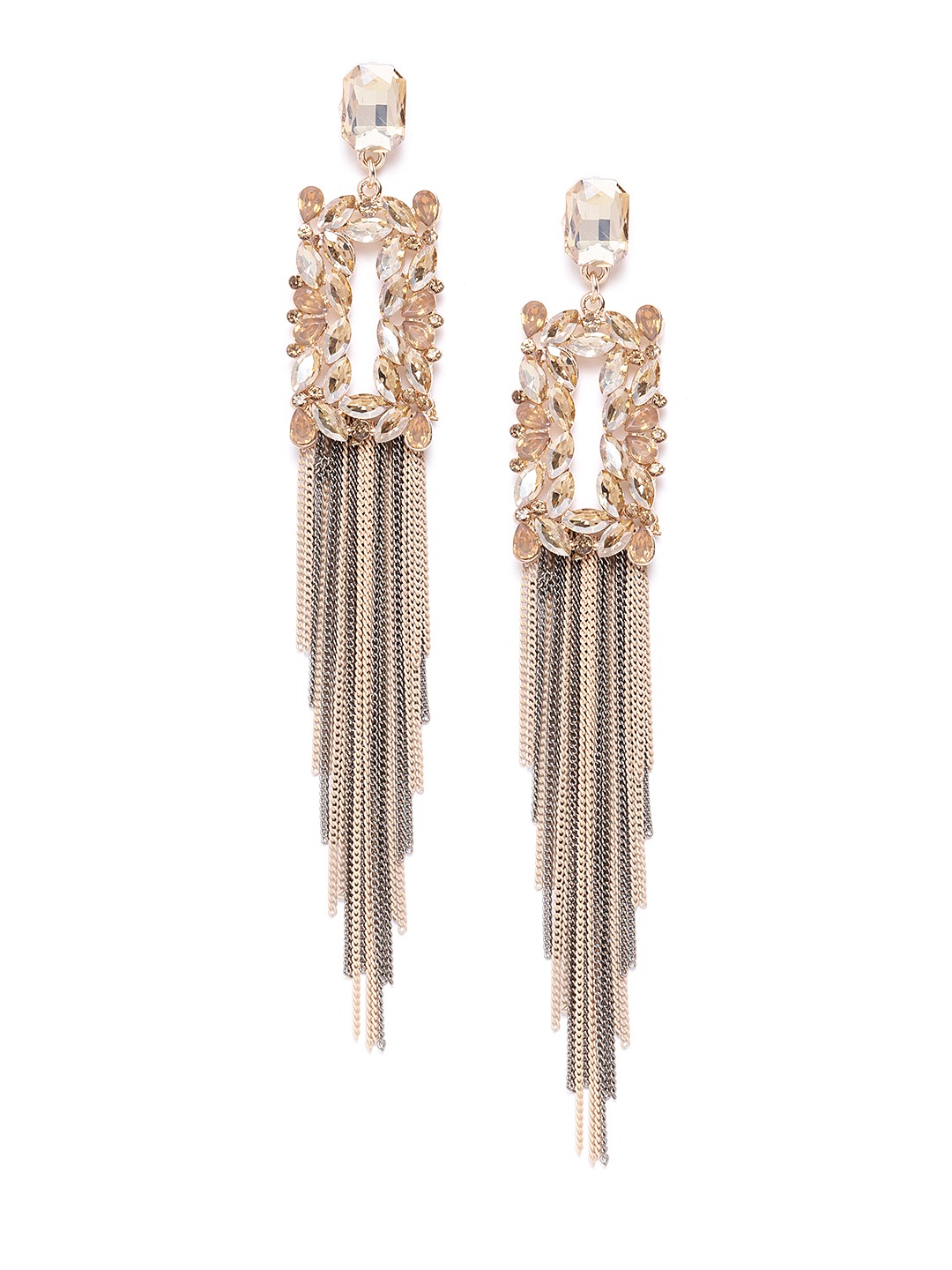 YouBella Jewellery Earings Crystal Tassel Handmade Earrings for Girls and Women (Brown)